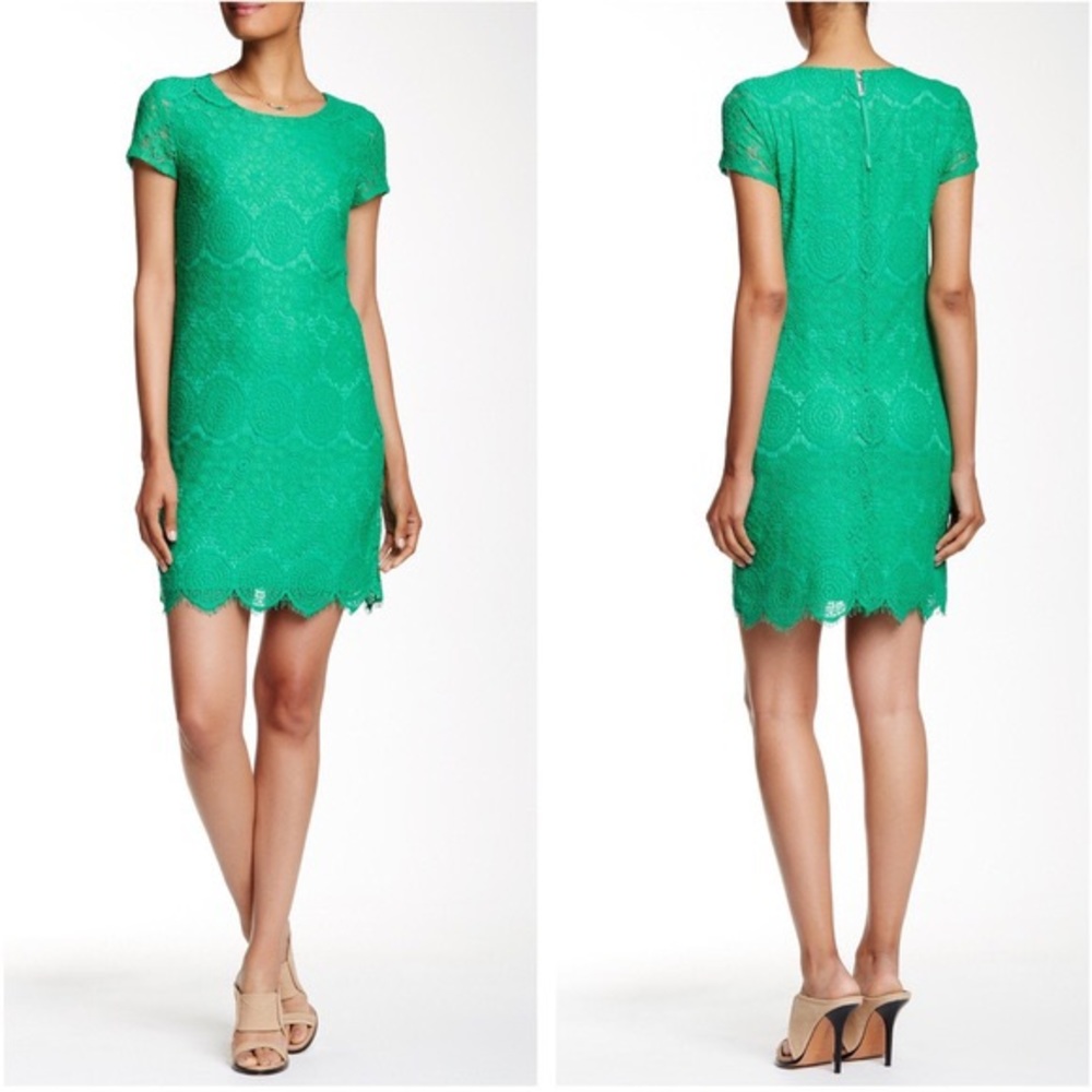 Laundry by Shelli Segal embroidered green dress